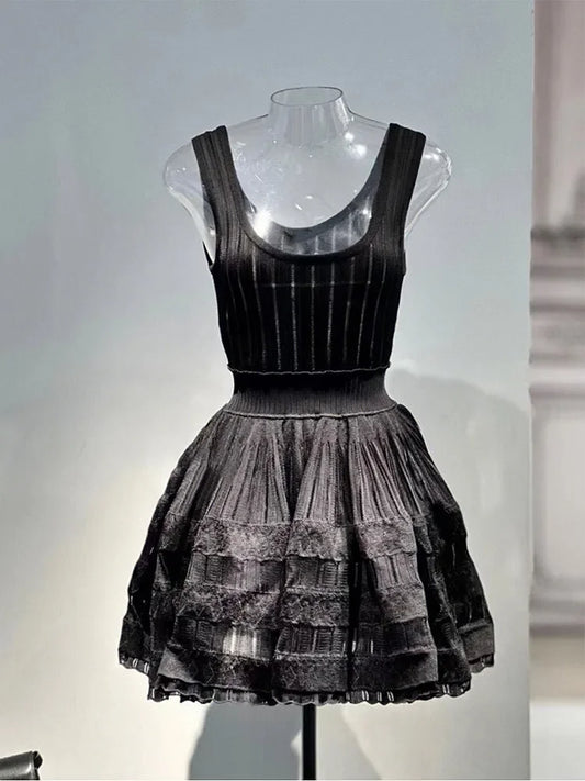 Six Colors High-end 2024New Short Dress Women's Summer French Style Exquisite Design Sense Niche Sleeveless Vest Stitching Dress