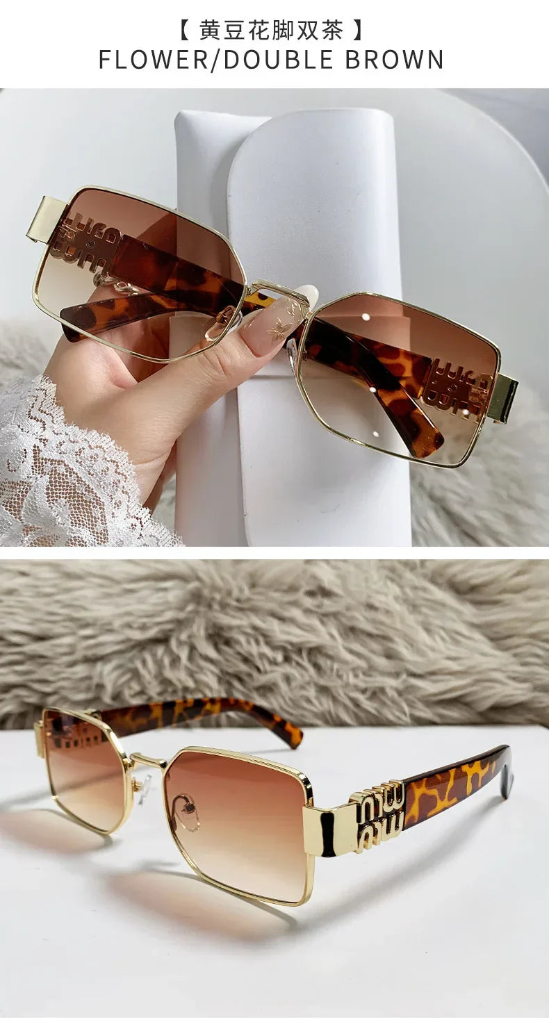 New Fashion Metal Box Women's Sunglasses High Quality High Sense Trend Street Sun Glasses Girls Sunshade Glasses UV400
