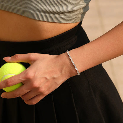 D VVS1 Round Moissanite Tennis Bracelet 3.0MM 925 Sterling Silver Tennis Stackable Bracelets for Women Men Jewelry Gifts