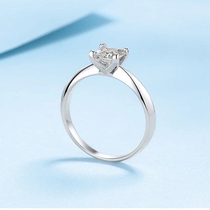 Anel de moissanite com corte princesa de 1 ct 2 ct para mulheres em prata esterlina 925, passa no teste de diamante, anéis de festa de casamento
