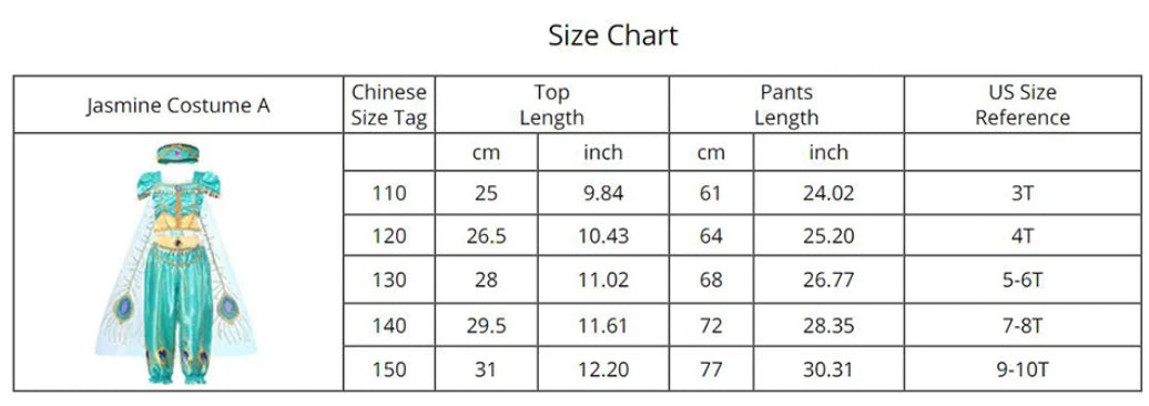 Jasmine Princess Dress Princess Dress Up Of Aladdin The Magic Lamp Costume Girls Birthday Party Halloween Fantasy Top Pants