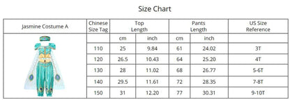 Jasmine Princess Dress Princess Dress Up Of Aladdin The Magic Lamp Costume Girls Birthday Party Halloween Fantasy Top Pants