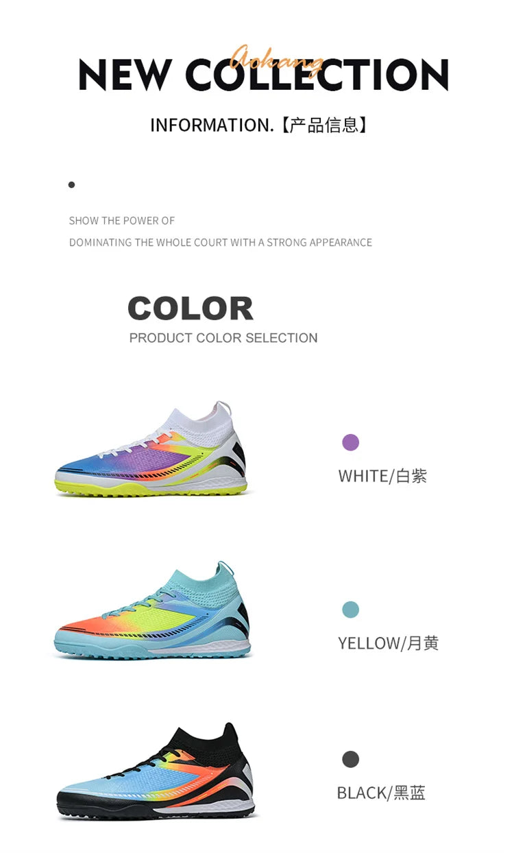 Mens Soccer Shoes TF/FG High Ankle Football Boots Kids Women Outdoor Sports Shoes Multicolor Training Match Athletic Sneakers