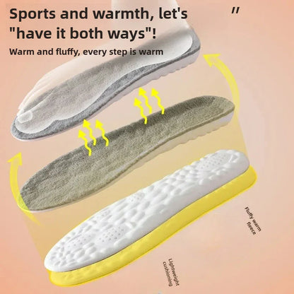 Thickened Cashmere-Like 4D Cloud Insole - Fleece-Lined Warm Comfortable Breathable Moisture-Wicking & Odor-Resistant