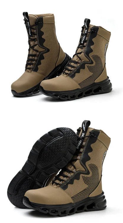 Indestructible Work Boots Men Steel Toe Shoes  High-Top Boots Anti Puncture Non Slip Work Shoes Wear-resisting Safety Shoes
