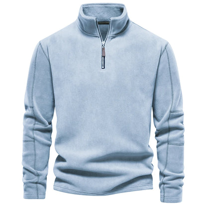 Thicken Warm Fleece Jacket for Men Zipper Neck Pullover Men's Sweatshirt Soft Shell Mens Jacket