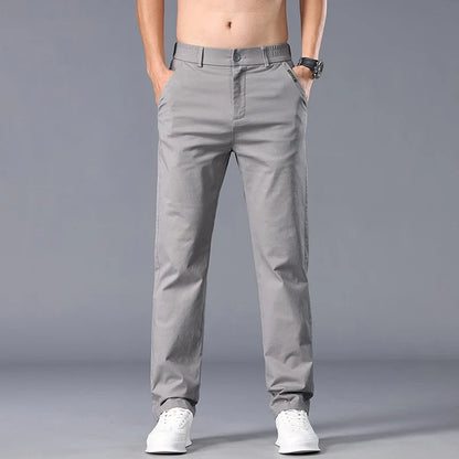 New Casual Pants Men Straight Fit Stretch Autumn Chino Trousers Male Formal Work Business Dress Khaki Fashion Spring Pants