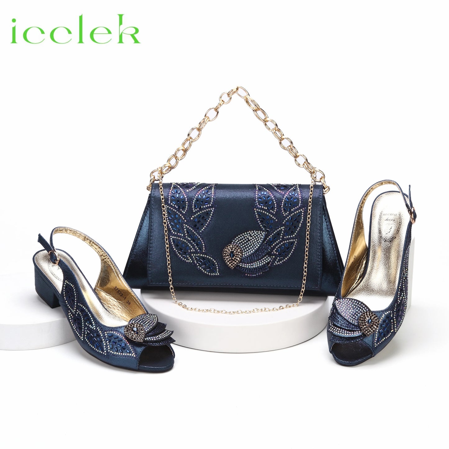 2023 Newest INS Style Brown Color Elegant Low Heels Nigeria Popular Design African Ladies Shoes And Bag Set for Wedding Party
