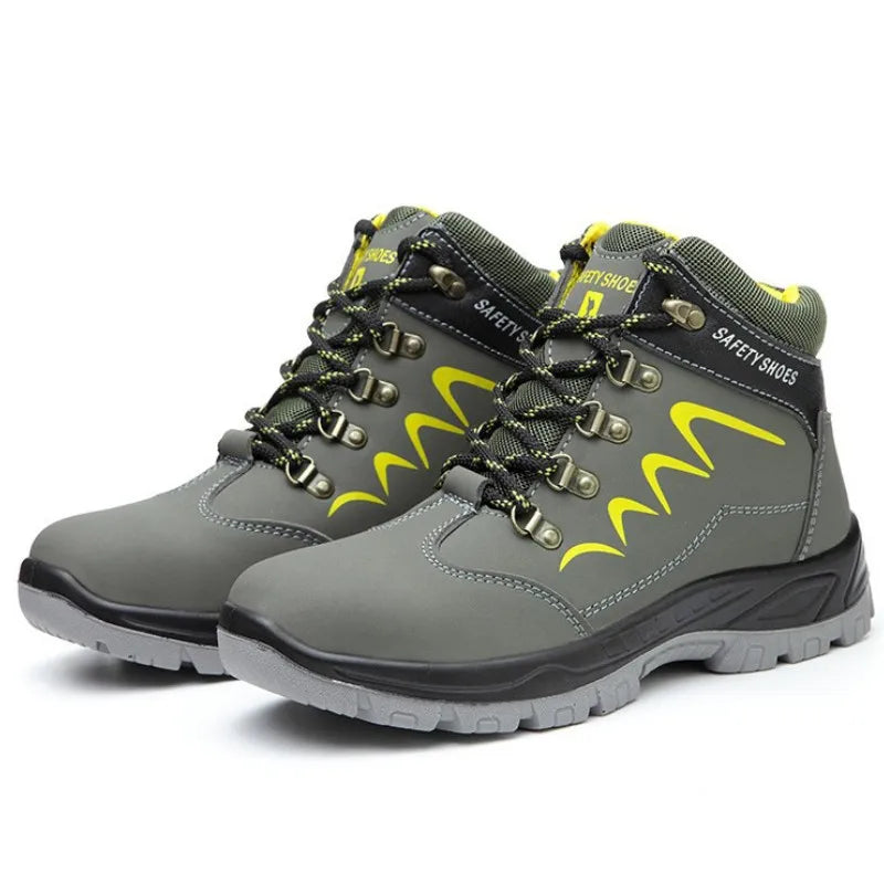 Waterproof  Indestructible Men Safety Shoes Construction Steel Toe Work Boots Non Slip Navy Platform Botas For Men Shoes