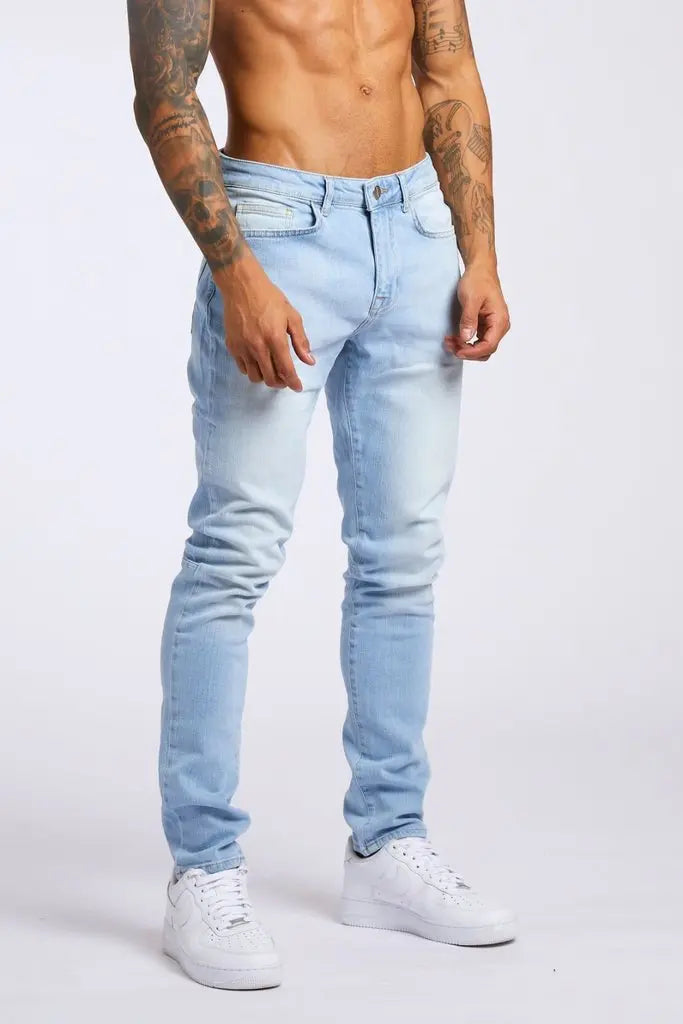 1pc men's elastic daily travel American street, regular banana pants jeans