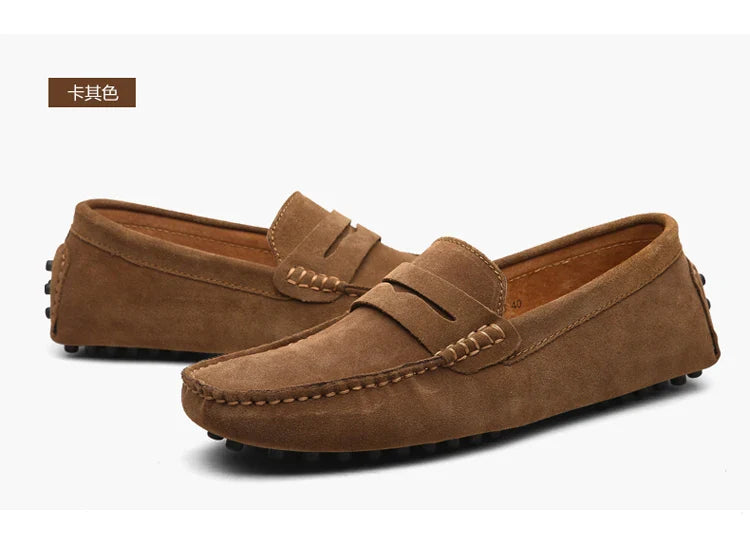 Men's Casual Fashion Genuine Leather Loafers Moccasins Slip-On Driving Shoes 38-50 Size Range Male Flats Comfort Footwear