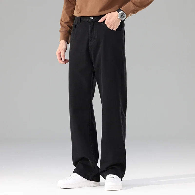 Autumn Jeans Men Black Casual Baggy Trousers Classic Straight Comfortable Wide Denim Trousers  Men Clothing