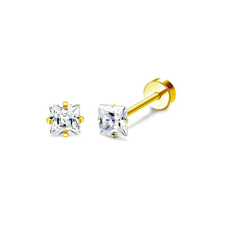2PCS/Set Stainless Steel Gold Flower Cross Stud Earrings for Women Cute Mini Pearl Earrings Tragus Cartilage Piercing Jewelry