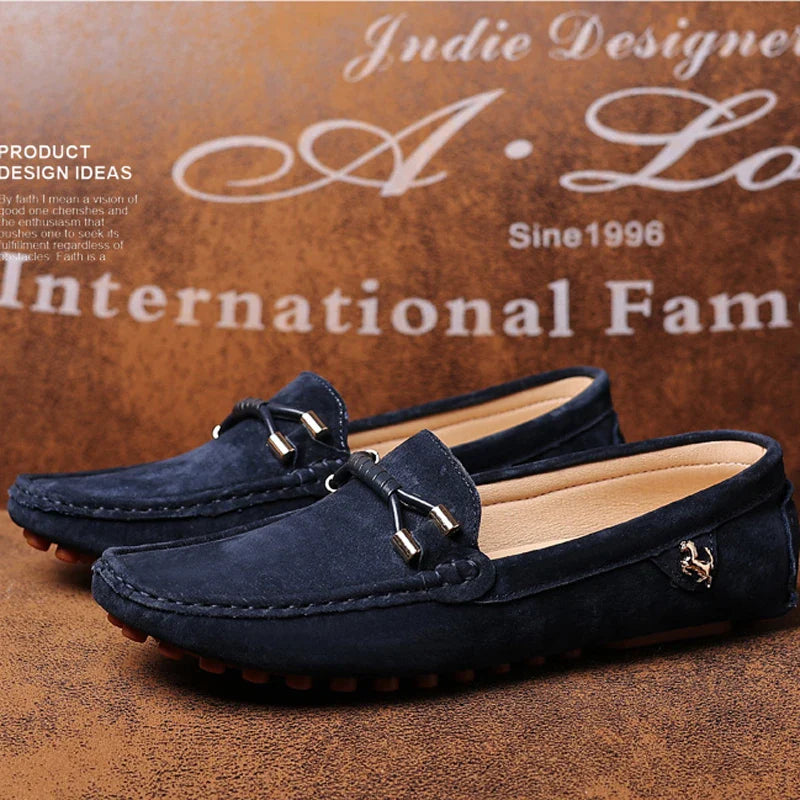 Size 48 Loafers Men Luxury Brand Moccasins Shoes Men Suede Leather Loafers Shoes Slip on Non-slip Driving Loafers for Men