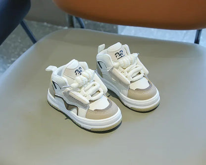Children Tennis Shoes Spring Autumn Patchwork Leather Sports Shoes for Boy Girl Causal Versatile Kids Fashion Running Sneakers