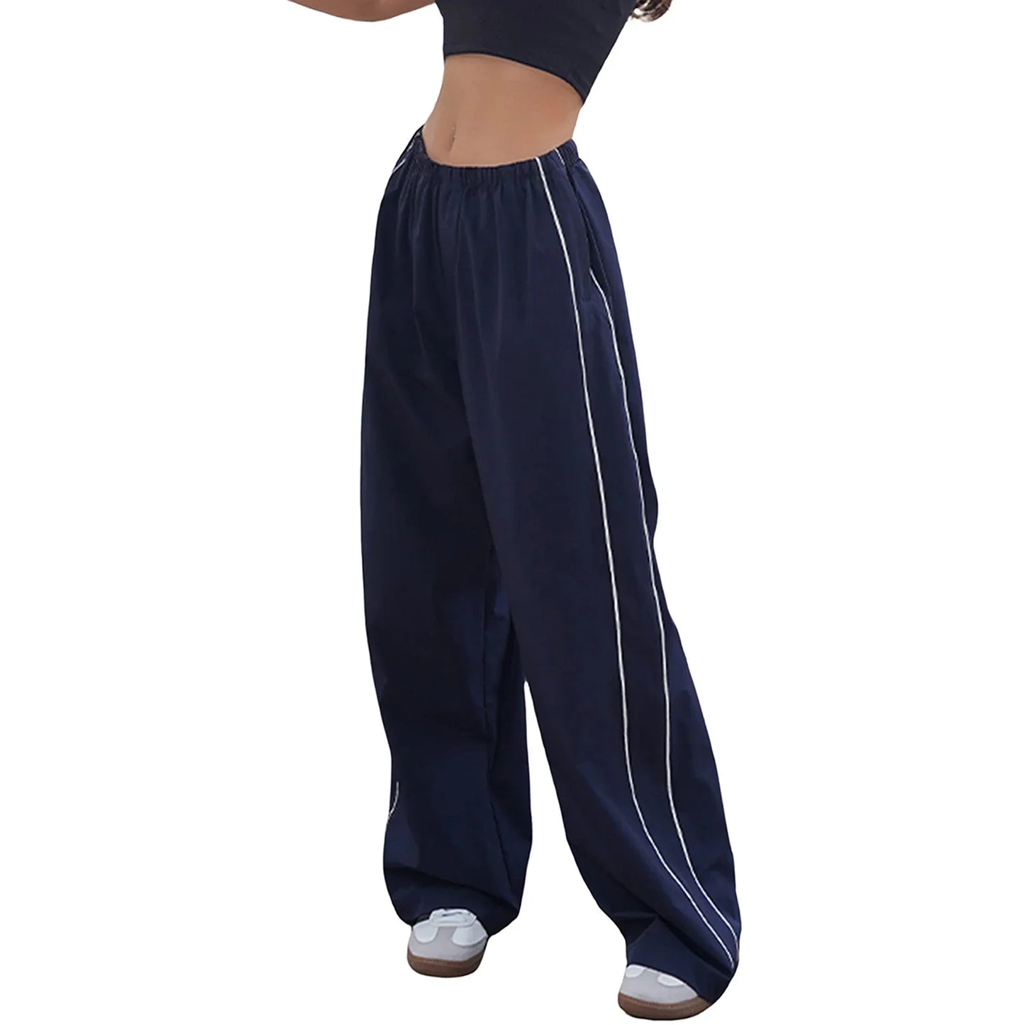 Y2K Loose Cargo Pants Elastic Waist Baggy Wide Leg Straight Trousers