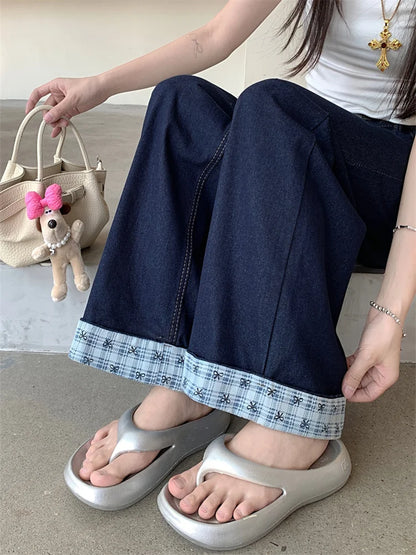Women High Waist Wide Leg Loose Straight Denim Pants