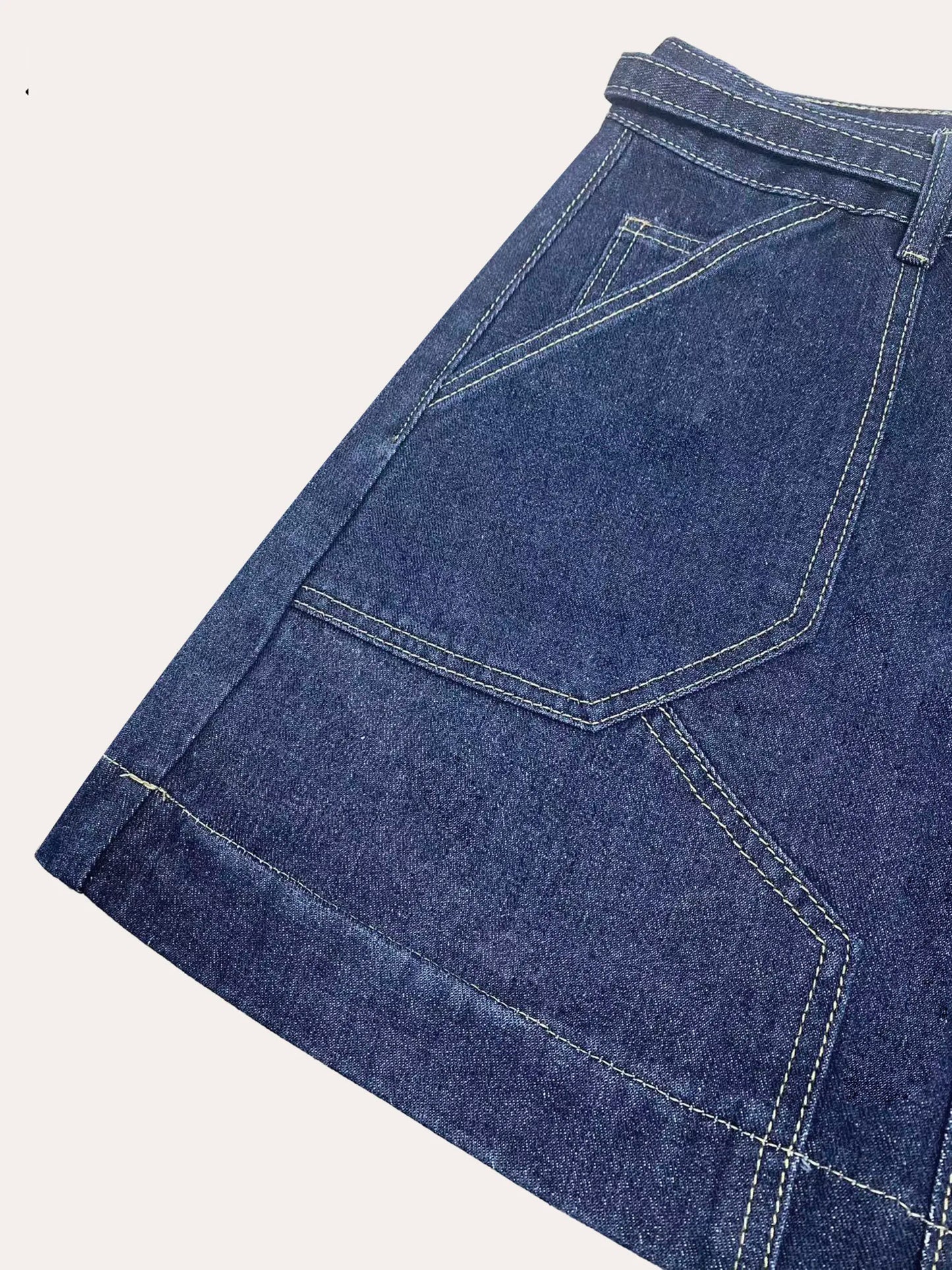 Women's Spring Summer Vintage Denim Mini Skirt Non-Stretch High Waist Belted Casual Streetwear Korean Y2K Fashion A-Line Skirt