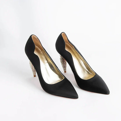 luxury Red Bottom Black Pointed toe Heels for Women Shoes 2024 Elegant and Classy Designer Slingback Heels High Quality big Size