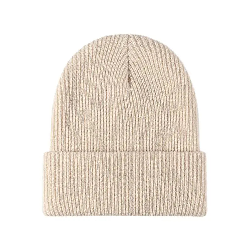 Women Men Autumn Winter Warm Beanie Hat Solid Color Lady Male Stretch