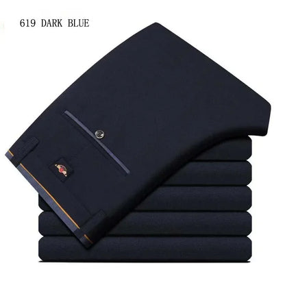 Men‘s Suit Pants Business Office Male Dress Pants Elastic Wrinkle Resistant Big Size Classic Casual Trousers Black Navy Blue