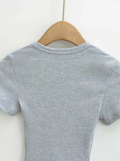Women's Slim Fit Square Collar Crop Top High Stretch Short Sleeve Pullover Sexy Summer Blouse T-shirt for Bottoming