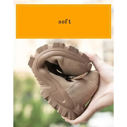 Cowhide and Suede Work Shoes  Outdoor Anti Smashing Safety Desert Boots Chelsea Men's Fashionable Steel Toe Cover Safety Boots