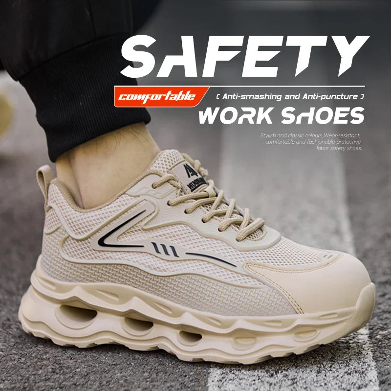 Men's safety shoes are super lightweight, breathable, comfortable, anti smashing, plastic toe protection and work shoes