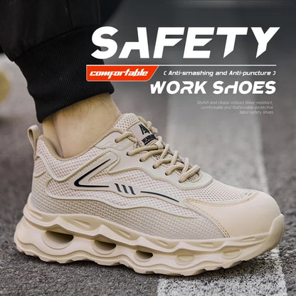 Men's safety shoes are super lightweight, breathable, comfortable, anti smashing, plastic toe protection and work shoes
