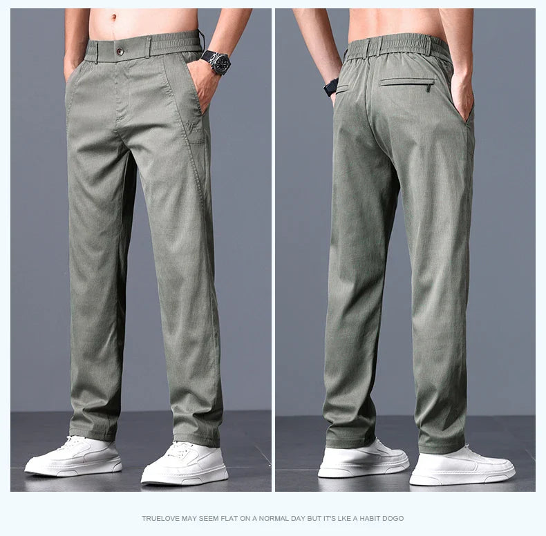 2025 Spring Thin Brand Men's Lyocell Pants Casual Business Straight Elastic Waist Comfortable Trousers Pants for Male