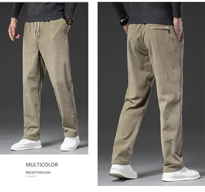 Men's Corduroy Straight Casual Pants Spring Autumn Business Leisure Fashion Trousers Regular Fit Male Pants Brand Clothes