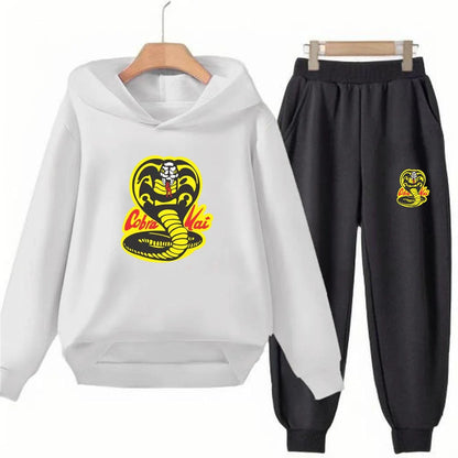 Children's Hoodie+Pants black Children cobra stamp Coat Boys Girls Hoodie Tops Leisure Sweatshirr Toddler 3-12 Year Clothing