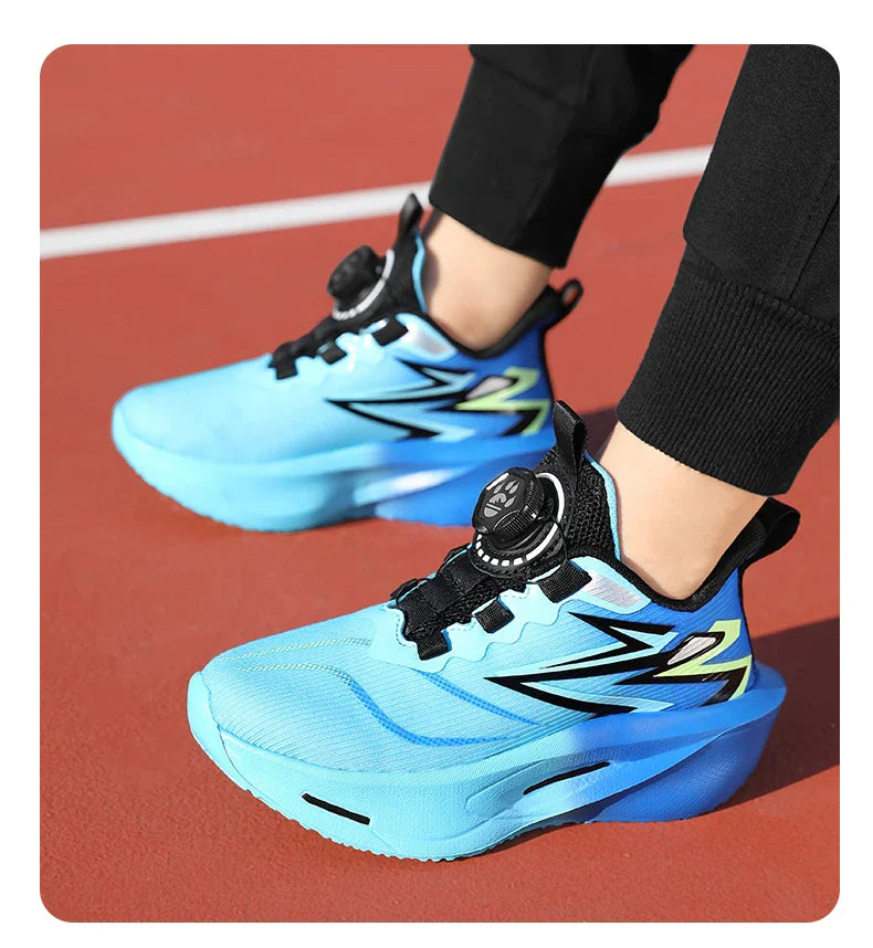 Children‘s Basketball Shoes Non-slip Breathable Sports Training Shoes Outdoor Lace-up Boys Girls Knit Jogging Shoes Gym Sneakers