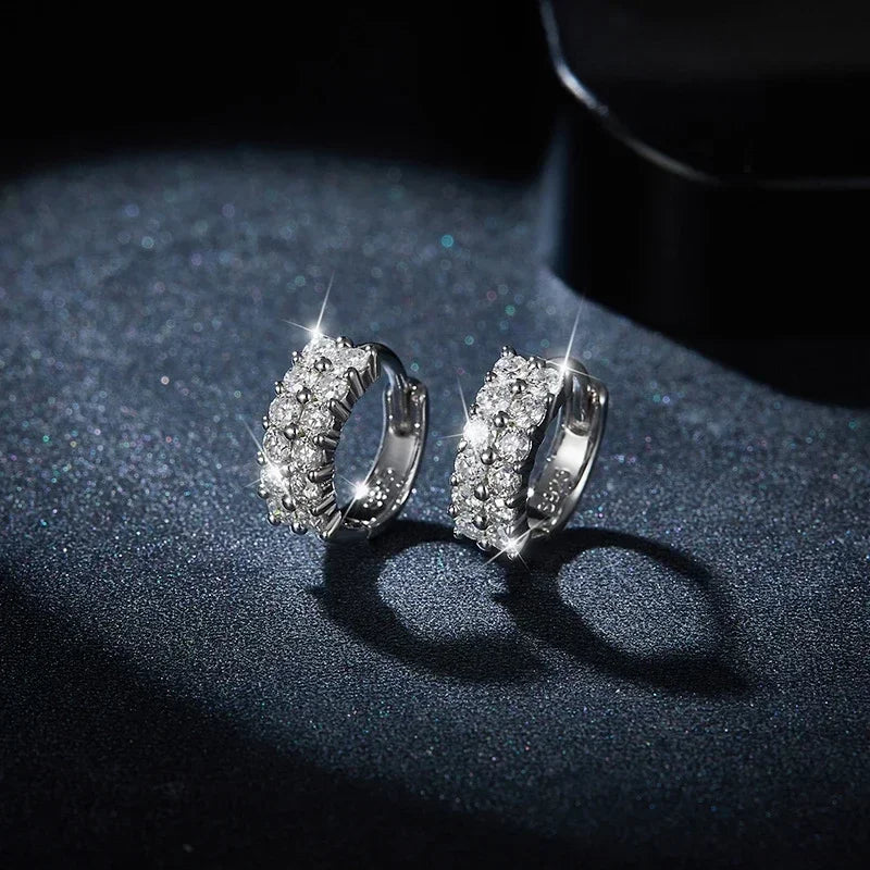 Full Moissanite Stud Earrings For Women 925 Sterling Earring  Hoops Silver Sparkling Fine Jewelry Gifts with Certificate