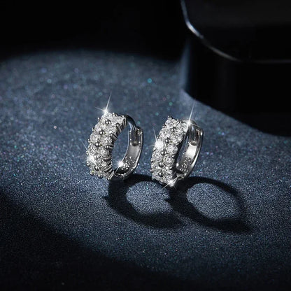Full Moissanite Stud Earrings For Women 925 Sterling Earring  Hoops Silver Sparkling Fine Jewelry Gifts with Certificate