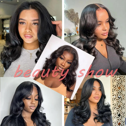 Short Bob Glueless Body Wave Human Hair Wigs 5X5 HD Transparen Lace Frontal Real Human Hair Wig Natural Human Hair  Wigs 16 Inch