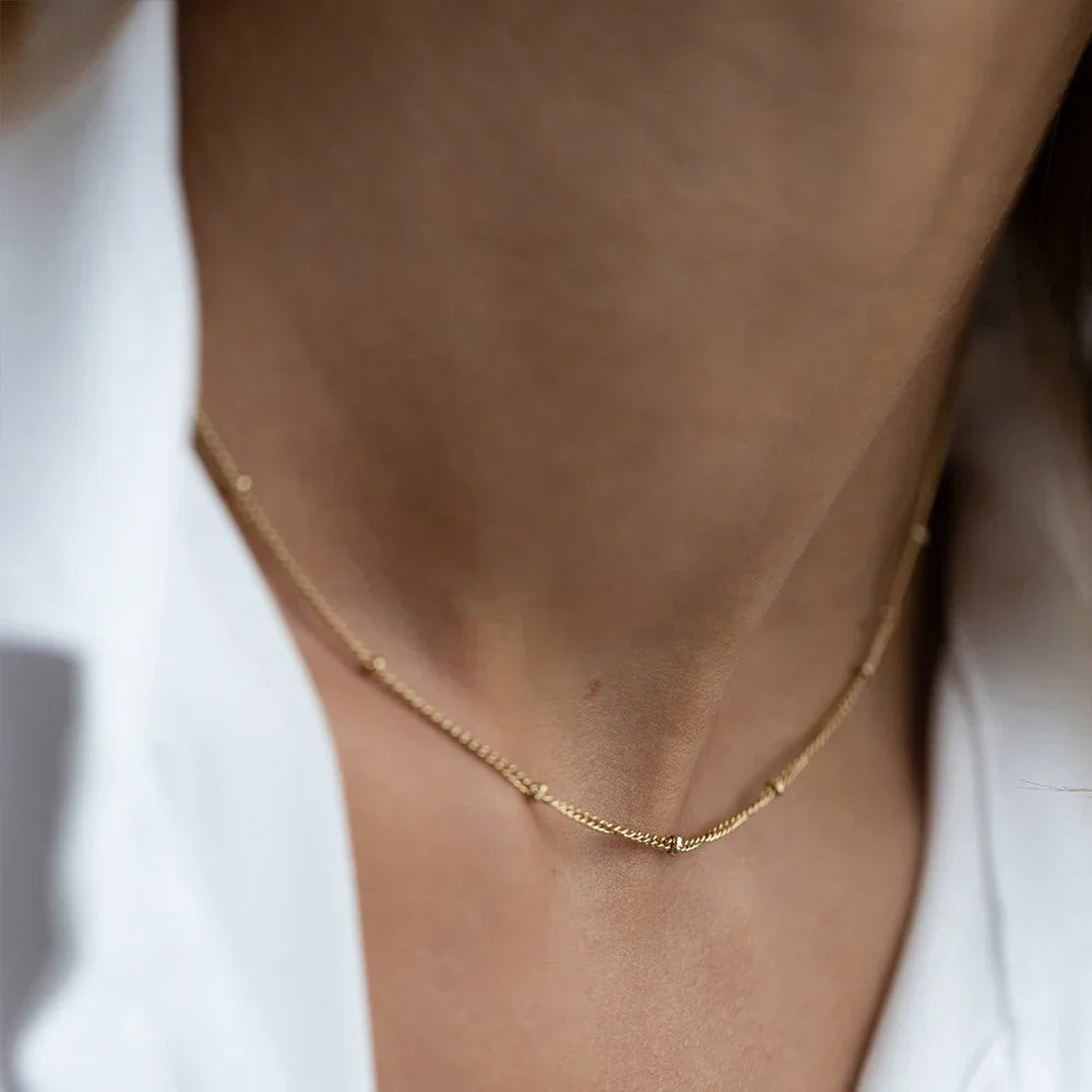 Gold Color Stainless Steel  Chain Choker Necklace Women Chain Necklace Sets for Women gift