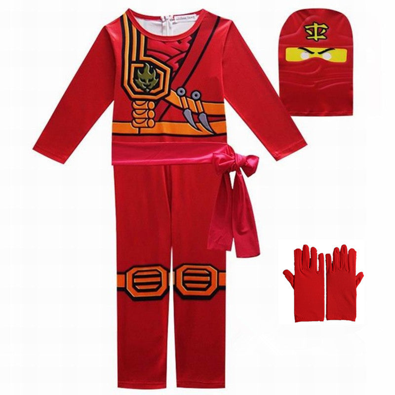 Kids Leg Ninja Cosplay Superhero Jumpsuit Kids Anime Ninja Costume Fancy Party Dress Carnival Halloween Costume with Toy Fork