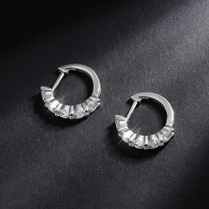 100% 925 Sterling Silver each 0.2ct 3.5mm Moissanite Hoop Earrings For Women Sparkling Wedding Party Fine Jewelry Gift