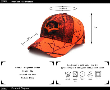 Baseball Cap Fishing Caps Men Outdoor Hunting Camouflage Jungle Hat 3D Deer Embroidery