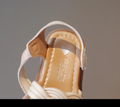 Children Fashion Girls Sandals Casual Weave Breatheable 2023 New Summer Beach Shoes Princess Flats Hook & Loop Chic Kids Korean