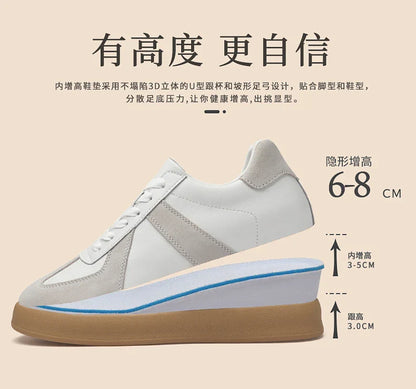 Invisible Height-Increasing Shoes 8cm German Training Shoes for Men, Summer Breathable Casual Sneakers, Genuine Leather Retro Versatile Forrest Gump Shoes 6cm