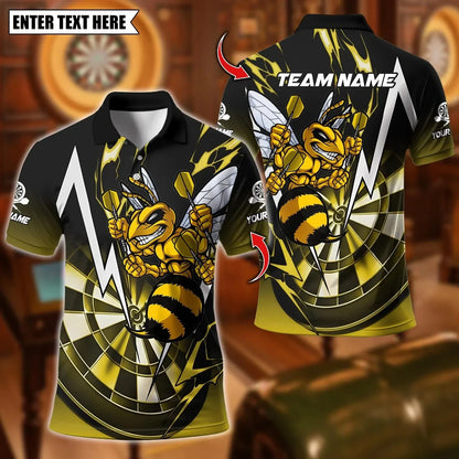 New Custom Name Dart Polo Shirt, Flaming Dartboard Design, Personalized Team Shirt for Men, Gift for Darts Players