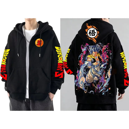 Z Zip Hoodies Japanese Anime Gogeta Graphics Sweatshirt 100% Cotton Autumn Winter Sportswear Harajuku Y2K Tops