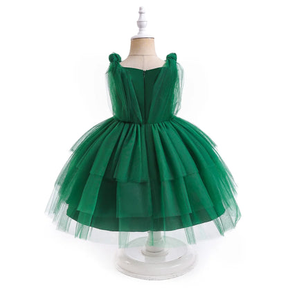 Summer Bow Bridemaid Party Girls Dresses Elegant Tulle Birthday Wedding Princess Dress for Girl New Years Prom Christmas Costume