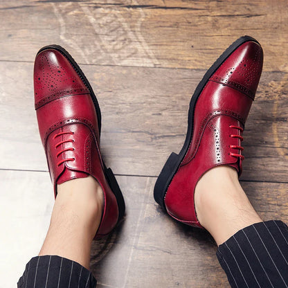 Handmade Fashion Mens Brogue Luxury Big Size 47 Wedding Party Leather Business Oxfords Dress Casual Formal Shoes Loafers for Men