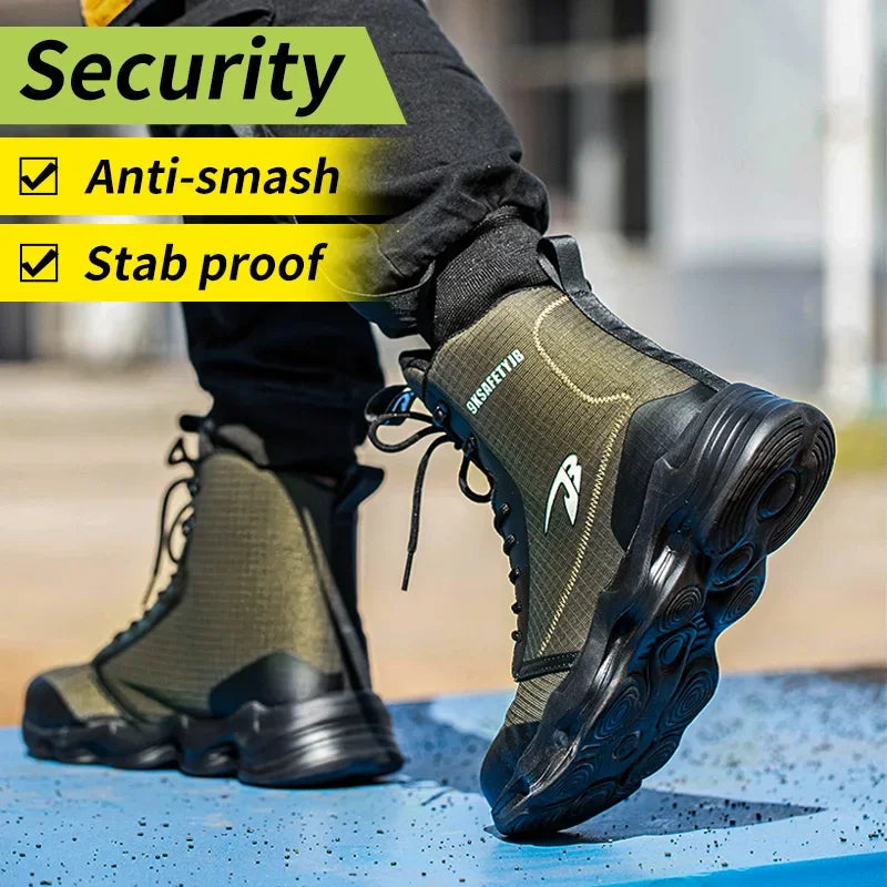 Safety Shoes Men Boots High Top Work Sneakers Steel Toe Cap Anti-smash Puncture-Proof work Boots Indestructible Shoes