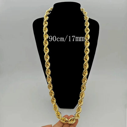 60cm 24in Punk Thick Chain Bicolor Gold-Plated Necklace For Men Women Hip Hop Luxury Copper Chain Dubai Jewelry Neck Party Gift