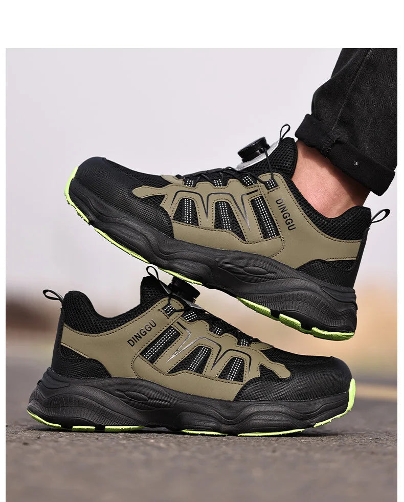 Men's Lightweight Steel Toe Caps Safety Shoes Anti Smashing Anti Piercing Work Shoes Fly Woven Labor Protection Footwear