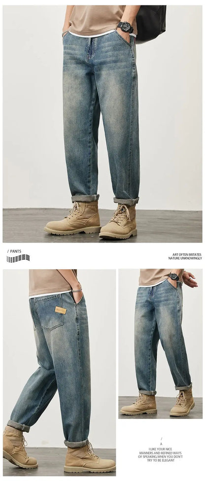 Summer Micro-cone Straight Jeans for Men Loose Comfortable and Versatile Casual Teenager Trendy Retro Trousers jeans for man